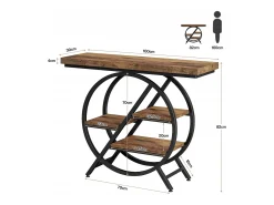 Mesa de Console, Mesa de Entrada de 100 cm com Tampo Espesso, Mesa de Sofá Industrial, Mesas Auxiliares, Marrom Rústico