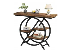 Mesa de Console, Mesa de Entrada de 100 cm com Tampo Espesso, Mesa de Sofá Industrial, Mesas Auxiliares, Marrom Rústico