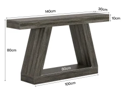 Mesa de Console, Mesa de Sofá Rústica de 140cm com Armazenamento, Mesa de Entrada para Corredor, Sala de Estar, Cinza