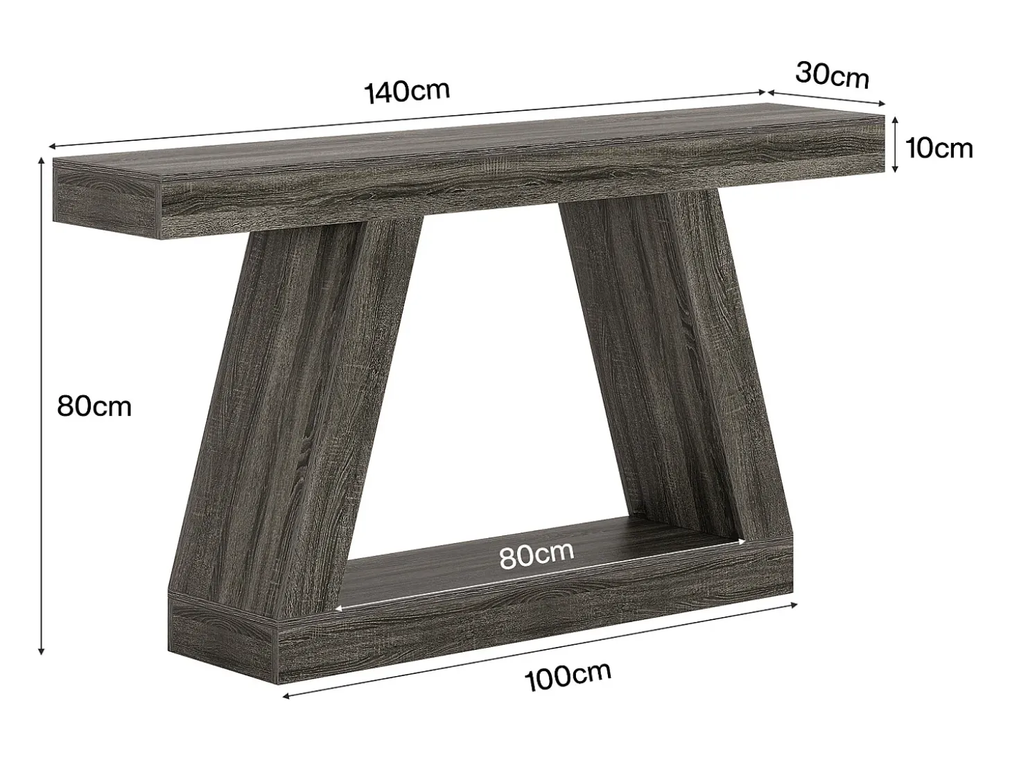 Mesa de Console, Mesa de Sofá Rústica de 140cm com Armazenamento, Mesa de Entrada para Corredor, Sala de Estar, Cinza