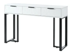 Mesa de console moderna com 3 gavetas - 120 x 36 x 80 cm - MDF - para sala, corredor - branco + preto