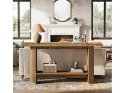 Mesa de console moderna de 140 cm, mesa para corredor estreito com armazenamento para a sala de estar
