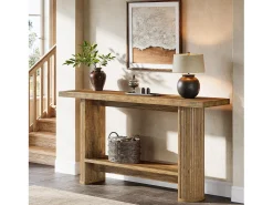 Mesa de console moderna de 140 cm, mesa para corredor estreito com armazenamento para a sala de estar