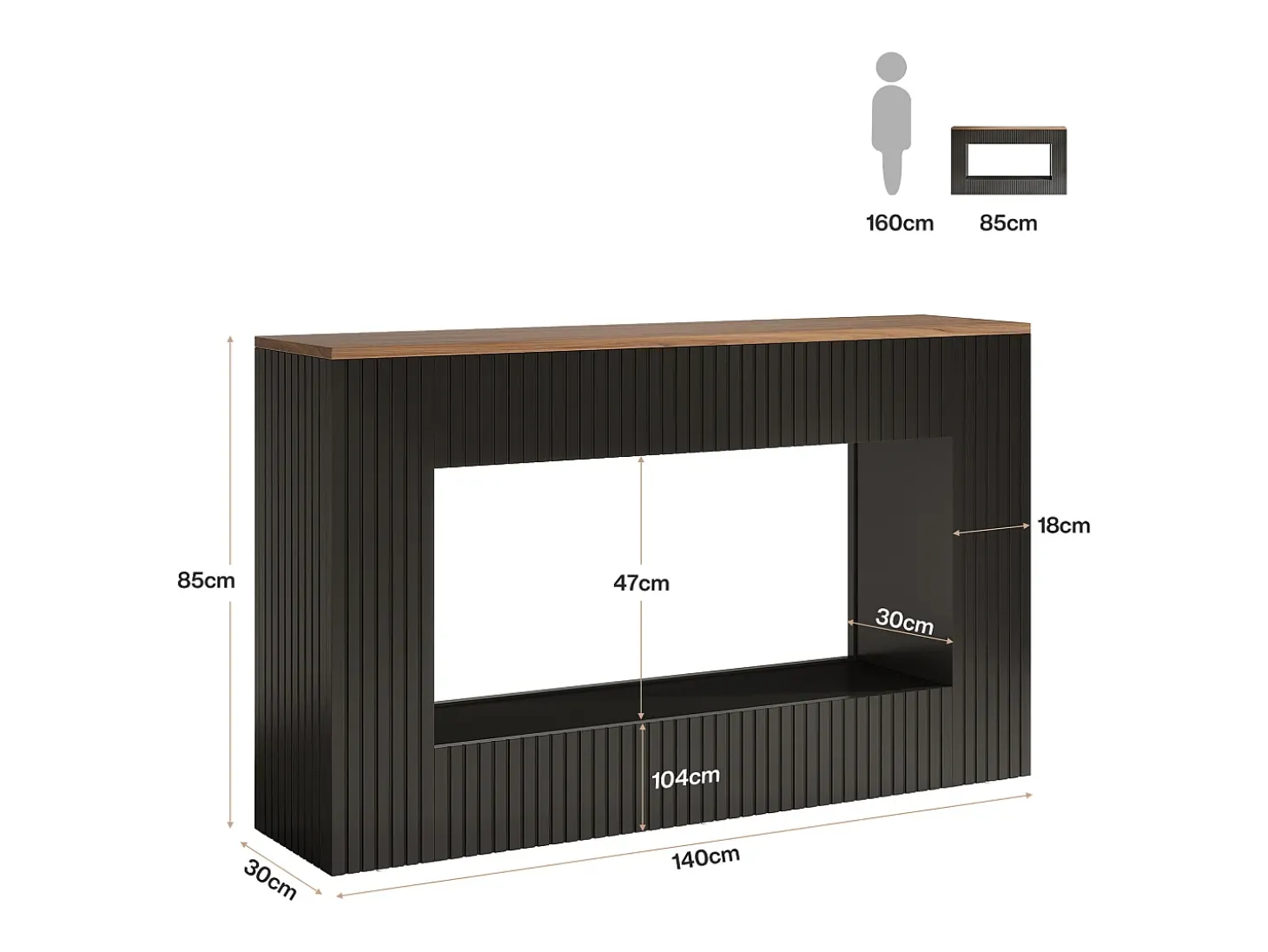 Mesa de console moderna, mesa de entrada em madeira de 140 cm com armazenamento, mesa para sofá estreita e comprida