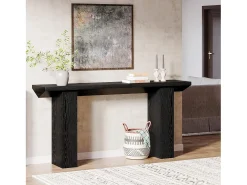 Mesa de Console para Entrada, Mesa de Sofá Longa e Fina Preta de 160cm