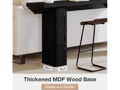 Mesa de Console para Entrada, Mesa de Sofá Longa e Fina Preta de 160cm