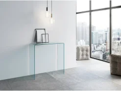 Mesa de console Smalle em vidro curvado 80x40x80 cm