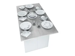 Mesa de console Tavolo, dobrável, branco fosco/cimento, 77/75x120x35x70 cm