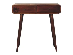 Mesa de corredor curvada em castanho Artisan Furniture, 2 gavetas, castanho