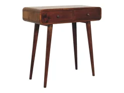 Mesa de corredor curvada em castanho Artisan Furniture, 2 gavetas, castanho