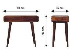Mesa de corredor curvada em castanho Artisan Furniture, 2 gavetas, castanho