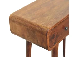 Mesa de corredor curvada em castanho Artisan Furniture, 2 gavetas, castanho