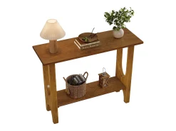 Mesa de entrada de 105 cm com espaço de armazenamento, mesa de corredor moderna de dois andares com pernas de madeira maciça para sala de estar, corredor