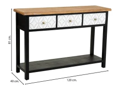 Mesa de entrada de madeira com 3 gavetas