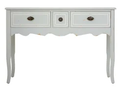 Mesa de entrada de madeira com 3 gavetas, cinza