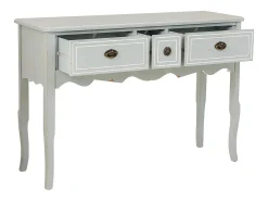 Mesa de entrada de madeira com 3 gavetas, cinza