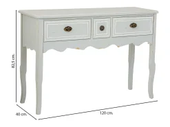 Mesa de entrada de madeira com 3 gavetas, cinza