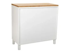 Mesa de entrada de madeira com 2 gavetas e 2 portas, branca.