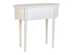 Mesa de entrada em madeira envelhecida laqueada branca com 1 gaveta.