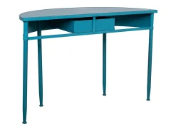Mesa de entrada em metal com 1 gaveta, azul envelhecido