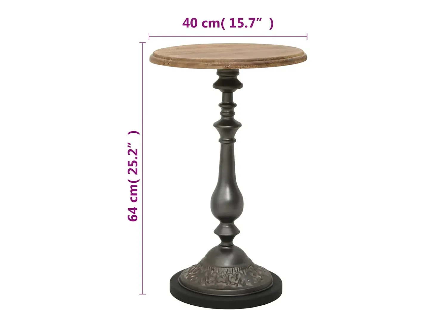 Mesa de extremidade madeira de abeto maciça 40x64 cm castanho