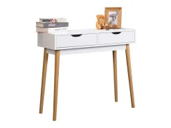 Mesa de hall branca Fiano com 2 gavetas, 78x90x35 cm