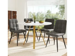 Mesa de jantar redonda 80 × 80 × 75 cm, mesa de cozinha, mesa de centro para 4 pessoas, branca
