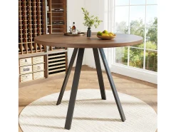 Mesa de jantar redonda 80 × 80 × 75 cm, mesa de cozinha, mesa de centro para 4 pessoas, madeira