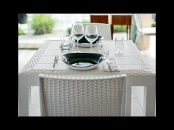 Mesa de jardim retangular Houston 150 x 90 cm em plástico trançado - Branco