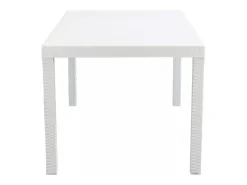Mesa de jardim retangular Houston 150 x 90 cm em plástico trançado - Branco