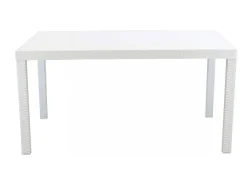 Mesa de jardim retangular Houston 150 x 90 cm em plástico trançado - Branco