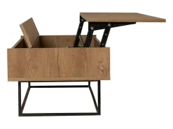 Mesa de sala de estar Dboc, Mesa baixa para café, Suporte para sofá, Prateleira para sala de estar, 120x60h43 cm, Nogueira e Preto