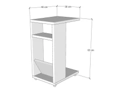 Mesa de sala de estar Dgambazz, Mesa de café baixa, Porta-revistas para sofá, Prateleira para sala de estar, 30x40h63 cm, Carvalho
