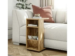 Mesa de sala de estar Dgambazz, Mesa de café baixa, Porta-revistas para sofá, Prateleira para sala de estar, 30x40h63 cm, Carvalho