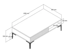 Mesa de sala de estar DjAgiell, Mesa baixa para café, Porta-revistas para sofá, Prateleira para sala de estar, 105x60h33 cm, Nogueira e Antracite