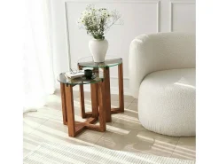 Mesa de sala de estar Dlangell, Mesa de café, Suporte de revistas para sofá, Prateleira de sala de estar, 40x40h50 cm, Noz
