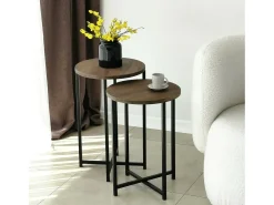 Mesa de sala de estar Dluperin, Mesa de café, Suporte de revistas para sofá, Prateleira para sala de estar, 70x35h55 cm, Nogueira