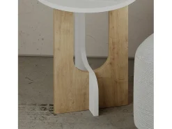 Mesa de sala de estar Dpa, Mesa de café baixo, Porta-revistas para sofá, Prateleira de sala de estar, 40x40h47 cm, Branco e Carvalho