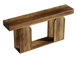 Mesa de Sofá Extra-Longa de 160 Cm, Mesas de Consola no Estilo Rural, 2 Andares