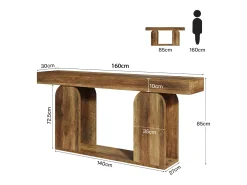 Mesa de Sofá Extra-Longa de 160 Cm, Mesas de Consola no Estilo Rural, 2 Andares