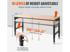 Mesa de Trabalho Ajustável SucceBuy, com Soquete, Carga Máxima de 1361 kg
