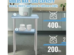 Mesa de Trabalho de Aço Inox SucceBuy, 61 x 46 x 91 cm, Mesa de Preparação de Alimentos Comercial