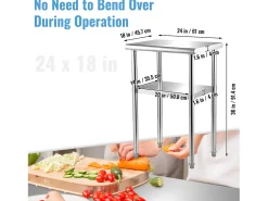 Mesa de Trabalho de Aço Inox SucceBuy, 61 x 46 x 91 cm, Mesa de Preparação de Alimentos Comercial