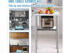 Mesa de Trabalho de Aço Inox SucceBuy, 61 x 46 x 91 cm, Mesa de Preparação de Alimentos Comercial