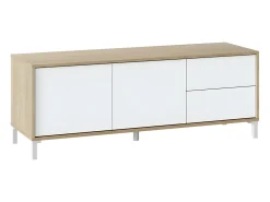 Mesa de TV Brooklyn em carvalho canadense e Nordic Artik White, 47x130x41 cm