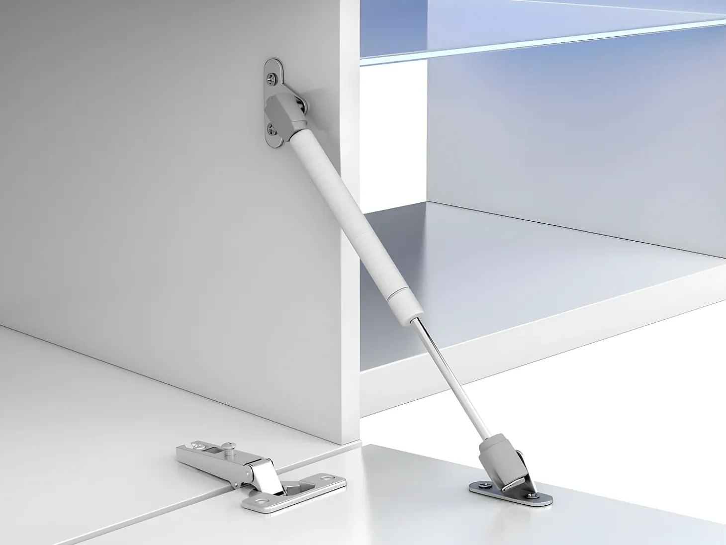 Mesa de TV com LED incluído, branco brilhante, 150x43x41 cm
