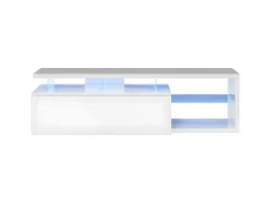 Mesa de TV com LED incluído, branco brilhante, 150x43x41 cm