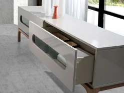 Mesa de TV em madeira de nogueira e cinzento com iluminação interior 3242 ANGEL CERDA
