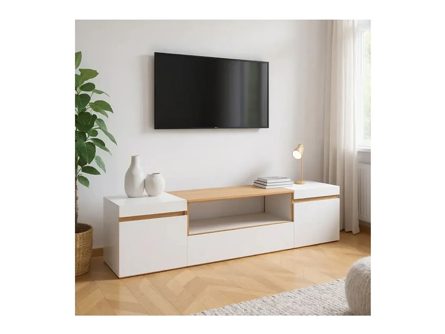 Mesa de TV Kavos Blanco - Roble Arena