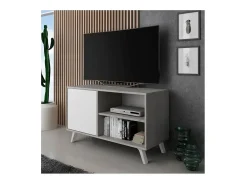 Mesa de TV Wind 100 Gris cemento - Blanco mate